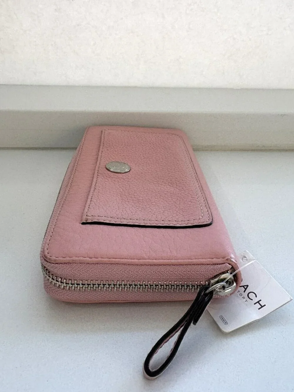 Coach Chelsea Pebbled Leather Accordion Zip Around Wallet Blush Pink 40596 NEW